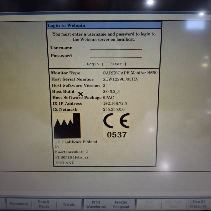 GE Healthcare Carescape B650 Patient Monitor