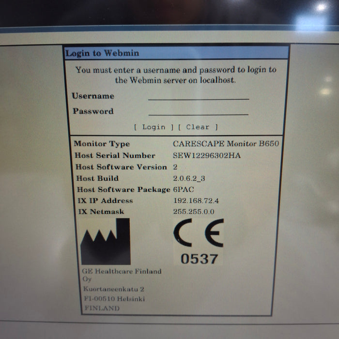 GE Healthcare Carescape B650 Patient Monitor