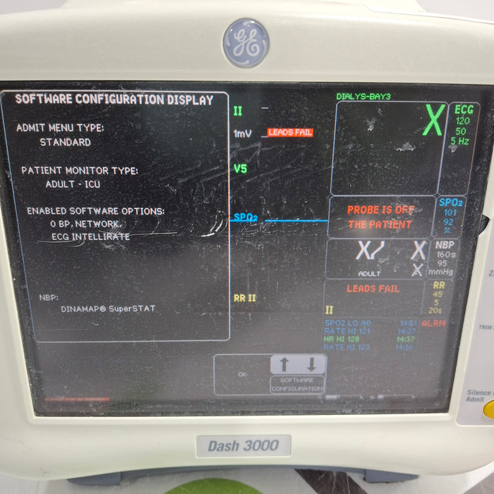 GE Healthcare Dash 3000 - Masimo SpO2 Patient Monitor