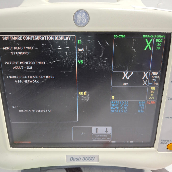 GE Healthcare Dash 3000 - Masimo SpO2 Patient Monitor