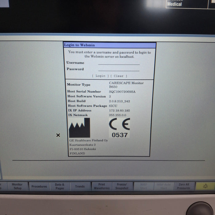 GE Healthcare Carescape B650 Patient Monitor