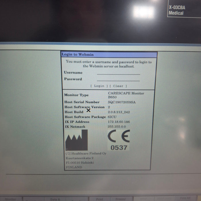 GE Healthcare Carescape B650 Patient Monitor