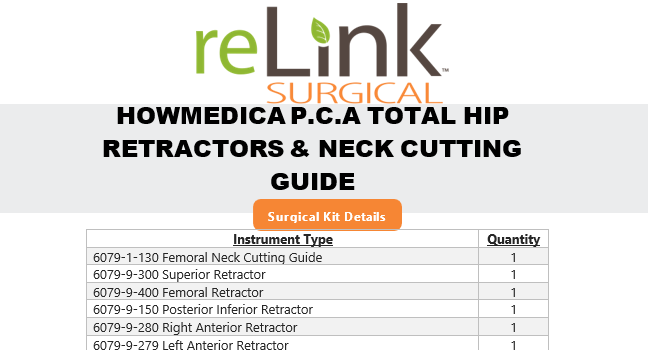 Howmedica Osteonics Corp. P.C.A. Total Hip Retractors and Neck Cutting Guide