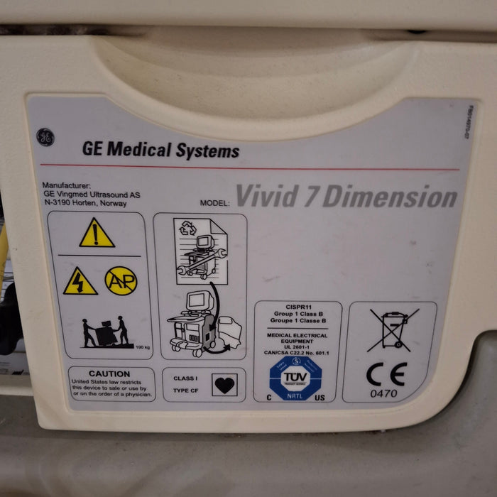 GE Healthcare Vivid 7 Dimension Ultrasound