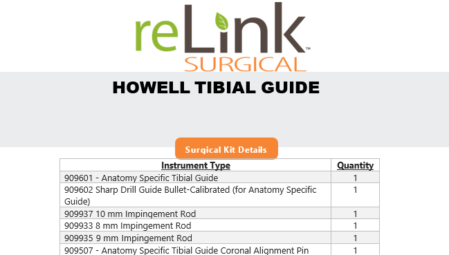 Arthrotek 909601 Howell Tibial Guide Set