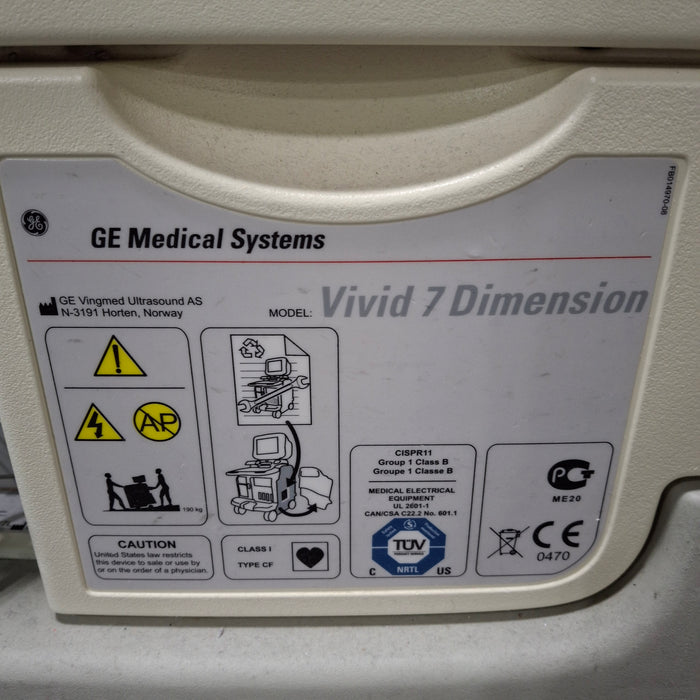GE Healthcare Vivid 7 Dimension Ultrasound