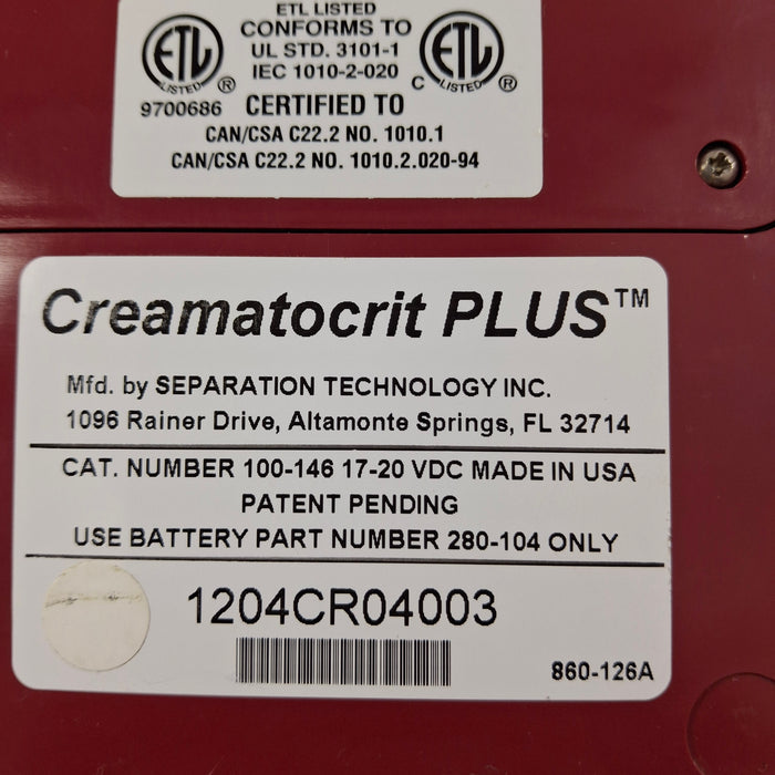 Medela Medela Creamatocrit Plus Breastmilk Fat Analyzer Clinical Lab reLink Medical