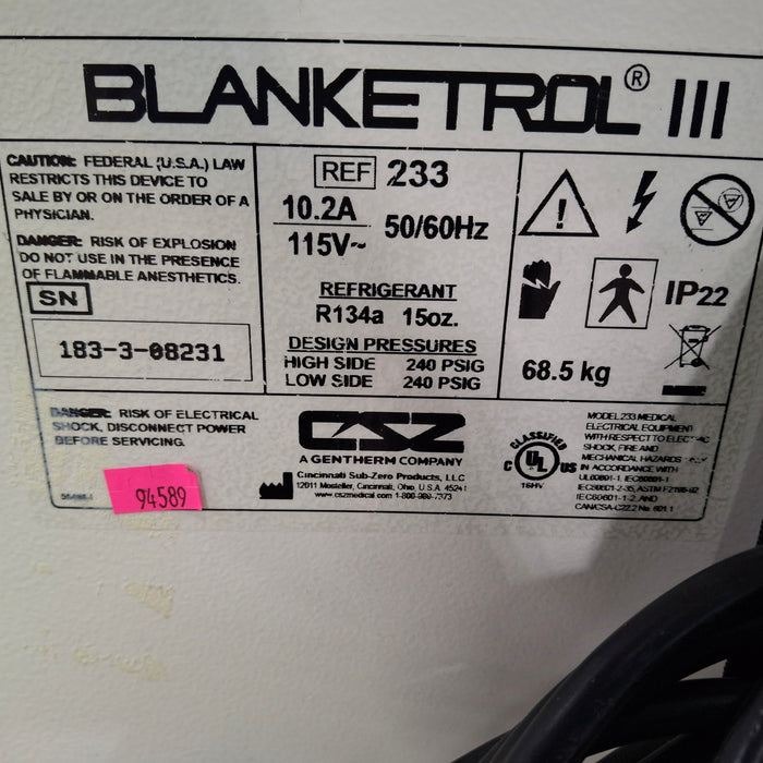 Cincinnati Sub-Zero CSZ Blanketrol III Hypothermia Unit