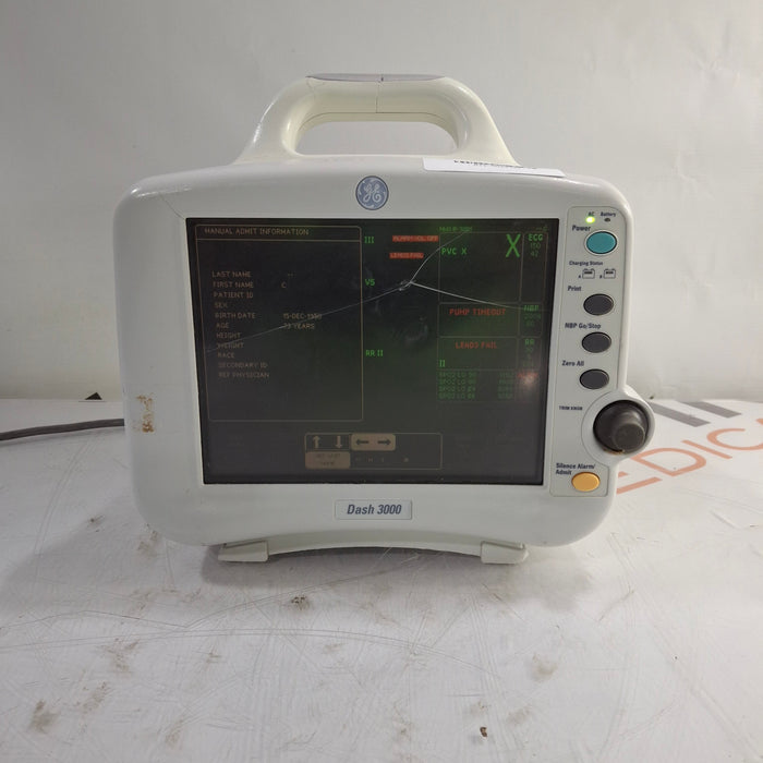 GE Healthcare Dash 3000 - GE/Nellcor SpO2 Patient Monitor