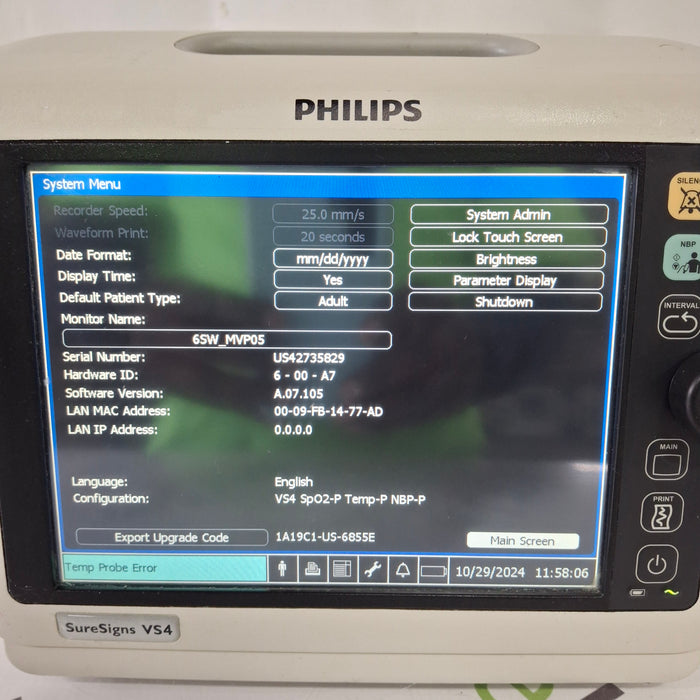 Philips SureSigns VS4 Vital Signs Monitor