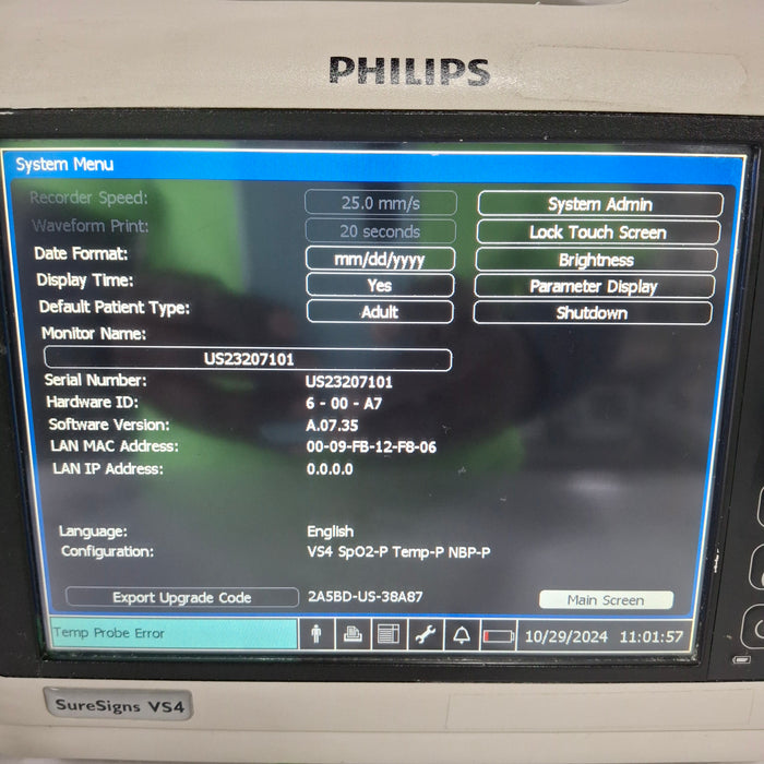 Philips SureSigns VS4 Vital Signs Monitor