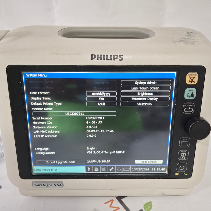 Philips SureSigns VS4 Vital Signs Monitor