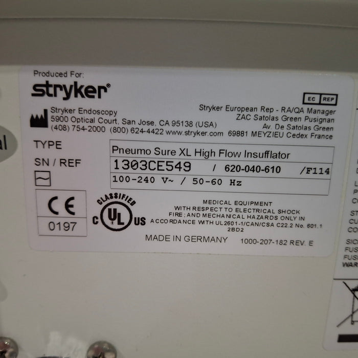 Stryker 620-040-610 Pneumo Sure XL High Flow Insufflator