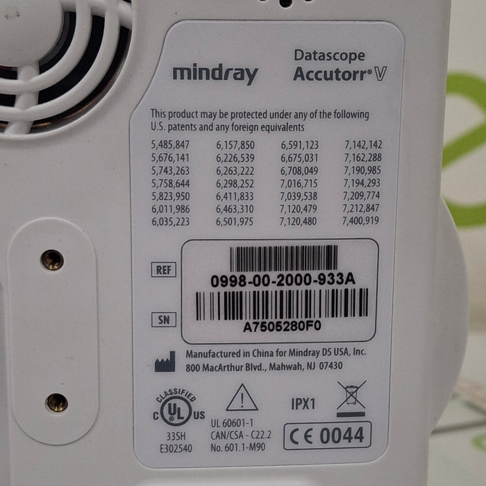 Mindray Datascope Accutorr V Vital Signs Monitor