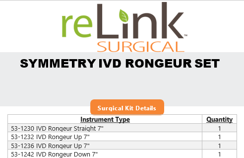 Symmetry Surgical Symmetry Surgical Surgical IVD Rongeur Set Surgical Sets reLink Medical