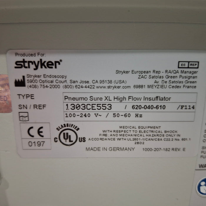 Stryker 620-040-610 Pneumo Sure XL High Flow Insufflator