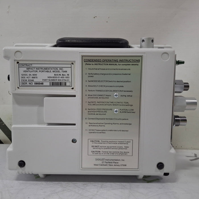 Impact Instrumentation Inc. Uni-Vent 754 Portable Ventilator