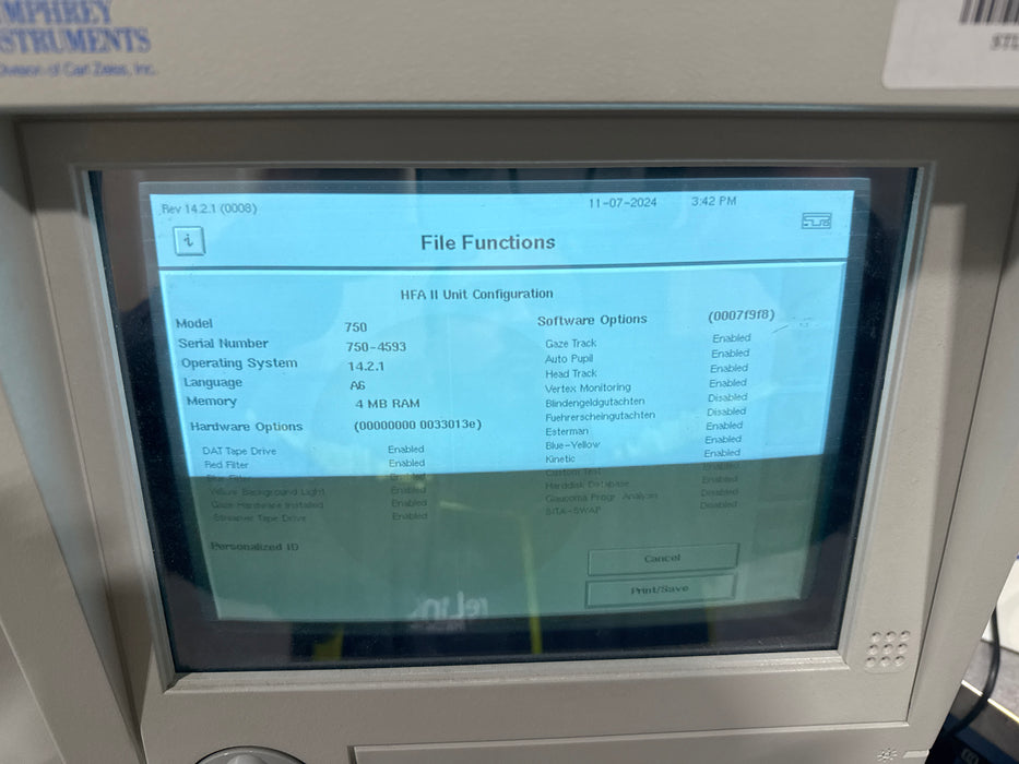 Carl Zeiss 740 Humphrey Field Analyzer