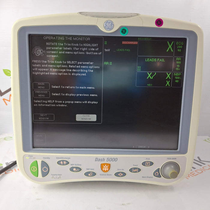 GE Healthcare Dash 5000 - GE/Nellcor SpO2 Patient Monitor