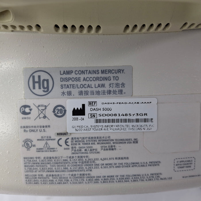 GE Healthcare Dash 5000 - GE/Nellcor SpO2 Patient Monitor