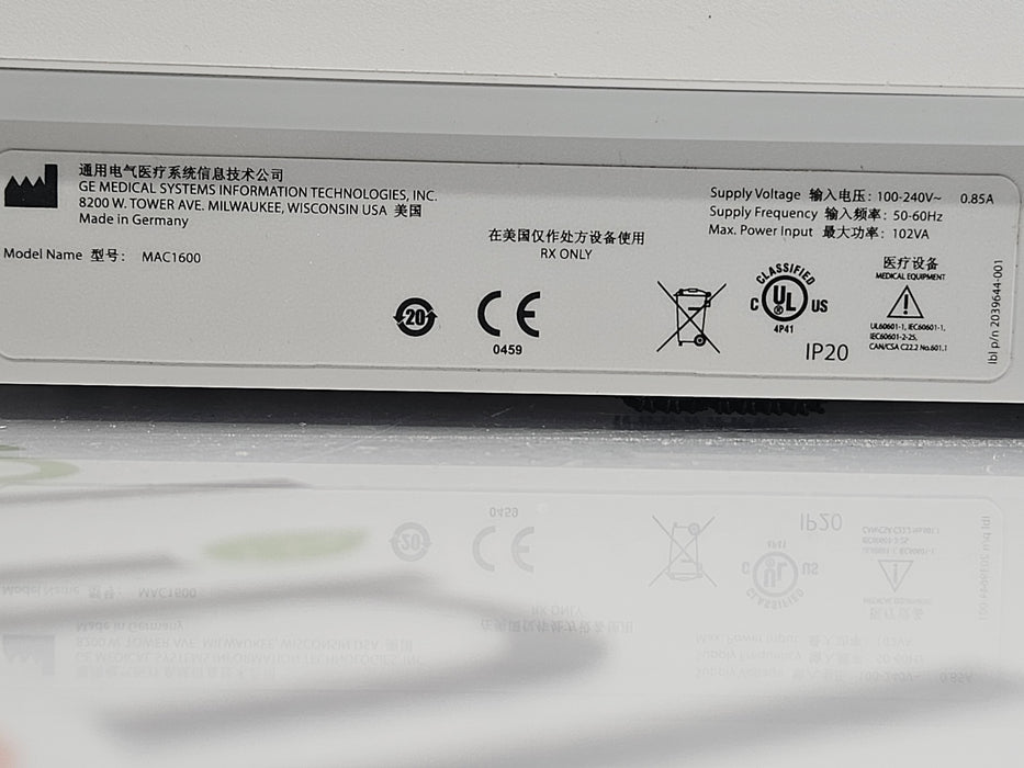 GE Healthcare GE Healthcare MAC 1600 ECG Cardiology reLink Medical