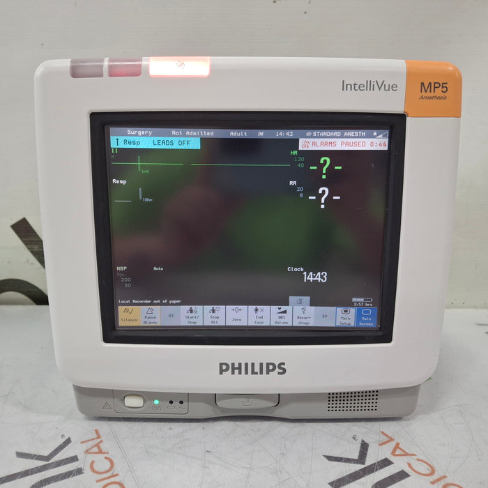 Philips IntelliVue MP5 Anesthesia SpO2, ECG, NIBP, IBP, Temp Patient Monitor