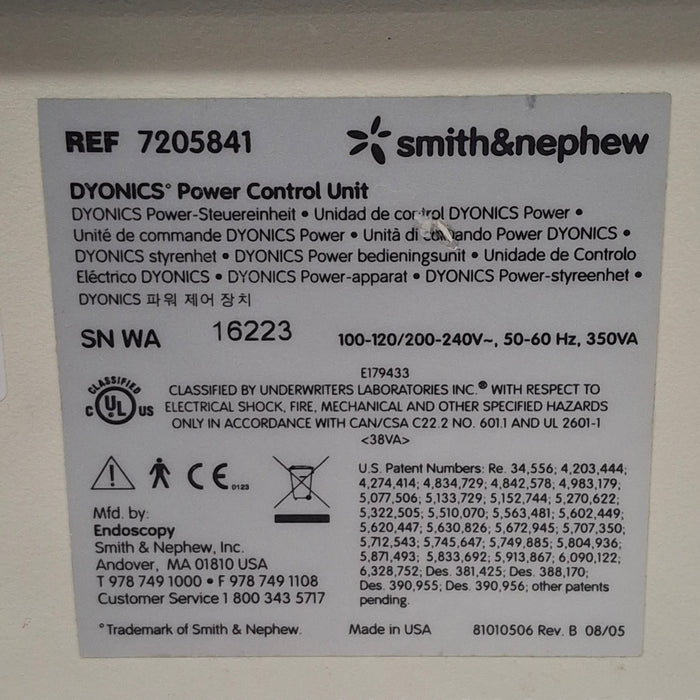 Smith & Nephew Smith & Nephew Dyonics Power 7205841 Shaver Console Surgical Power Instruments reLink Medical