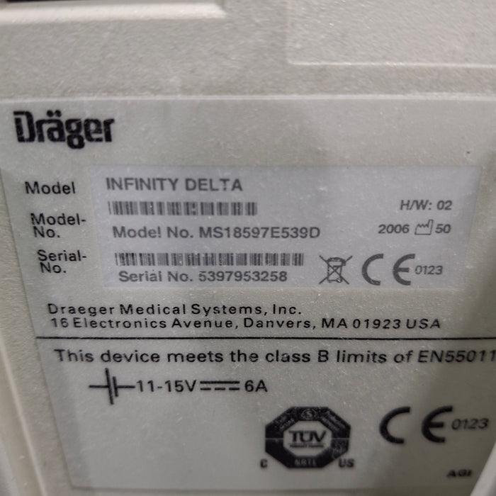 Draeger Medical Infinity Delta Patient Monitor