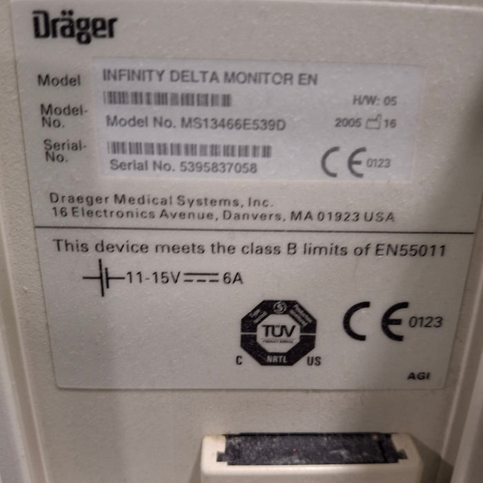 Draeger Medical Infinity Delta Patient Monitor