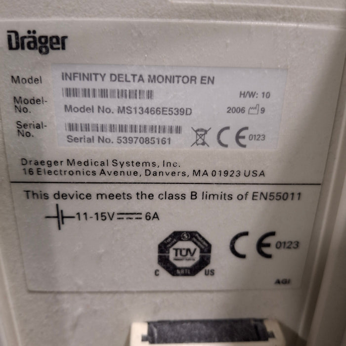 Draeger Medical Infinity Delta Patient Monitor