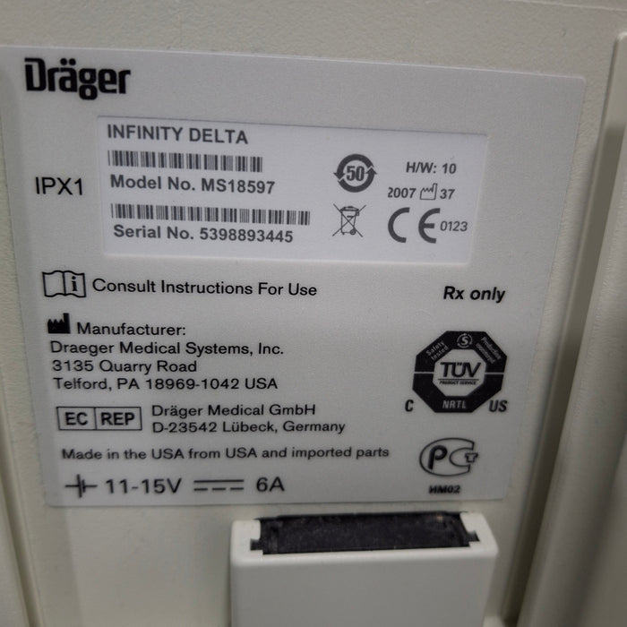 Draeger Medical Infinity Delta Patient Monitor