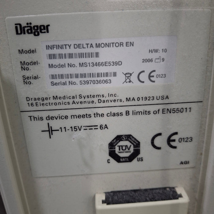 Draeger Medical Infinity Delta Patient Monitor