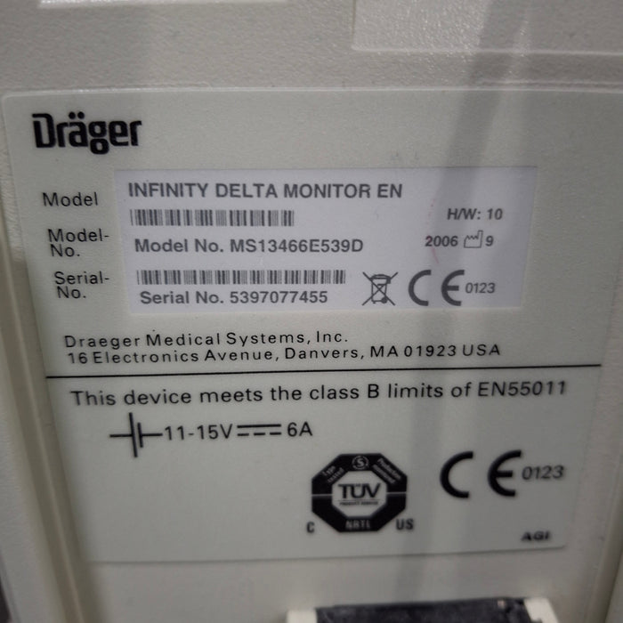 Draeger Medical Infinity Delta Patient Monitor