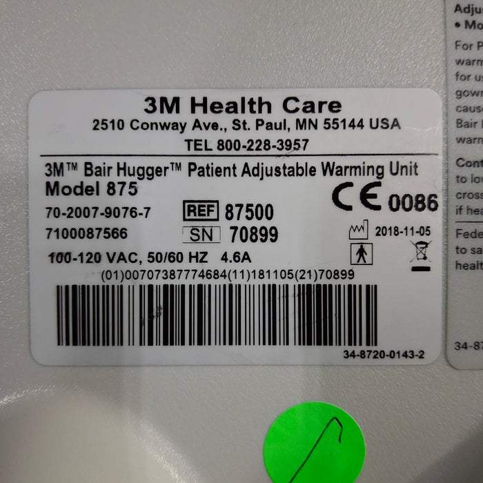 3M Bair Hugger 875 Patient Warmer