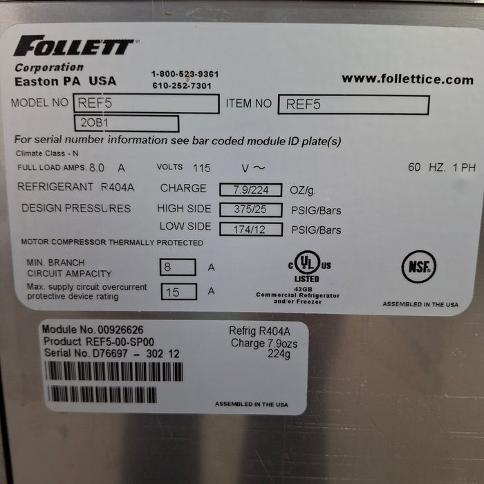 Follett Corp REF5 Freezer