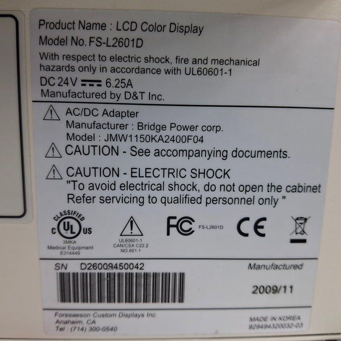 Foreseeson Custom Displays Foreseeson Custom Displays FS-L2601D 26" LCD Color Display Flexible Endoscopy reLink Medical