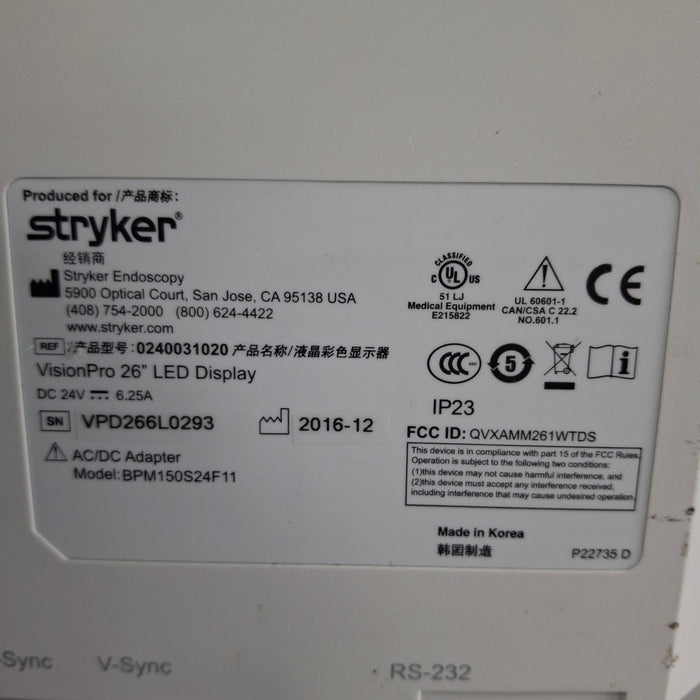 Stryker VisionPro 26" LED Display Monitor