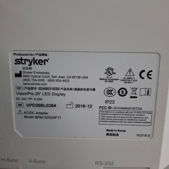 Stryker VisionPro 26" LED Display Monitor