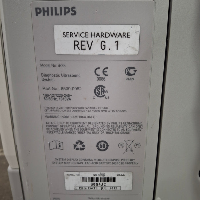 Philips Philips IE33 F-G Cart Ultrasound Ultrasound reLink Medical