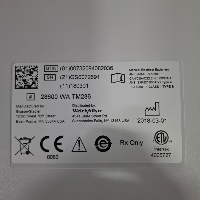 Welch Allyn 28600 AutoTymp Tympanometer