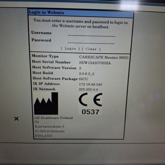 GE Healthcare Carescape B650 Patient Monitor