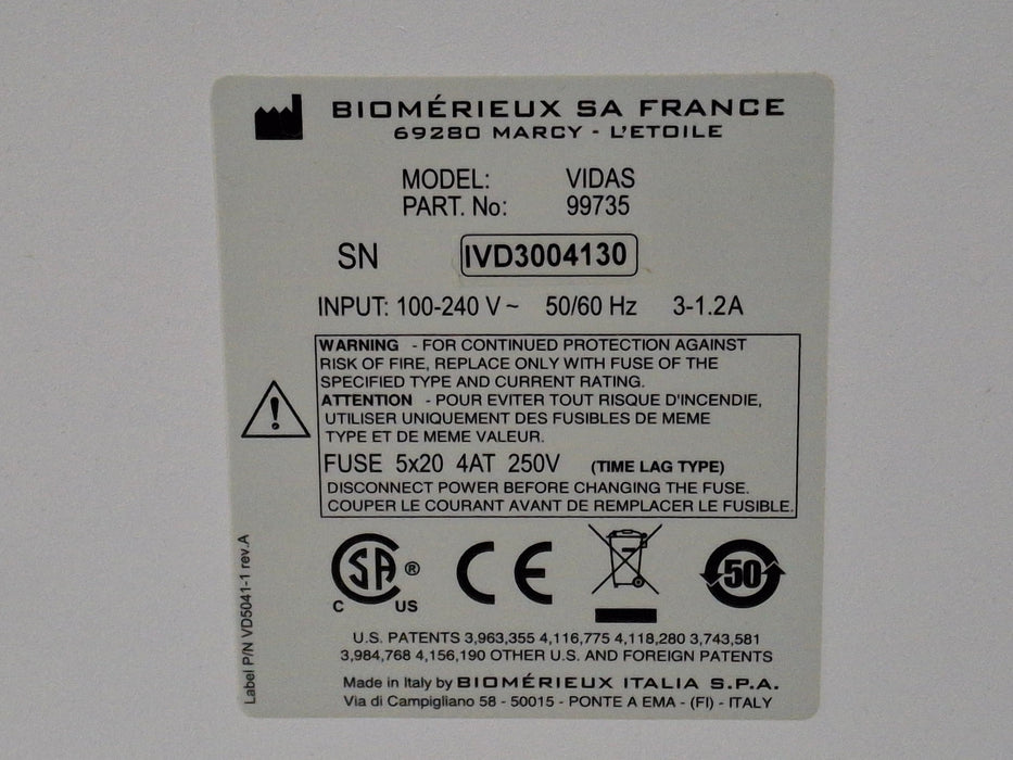 BioMerieux Vidas 99735 Immunoassay Analyzer