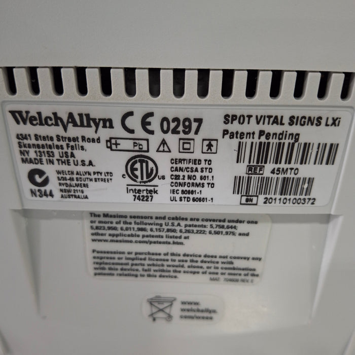 Welch Allyn Spot LXi - NIBP, SureTemp Plus, Masimo SpO2 Vital Signs Monitor