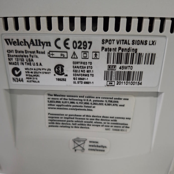 Welch Allyn Spot LXi - NIBP, SureTemp Plus, Masimo SpO2 Vital Signs Monitor