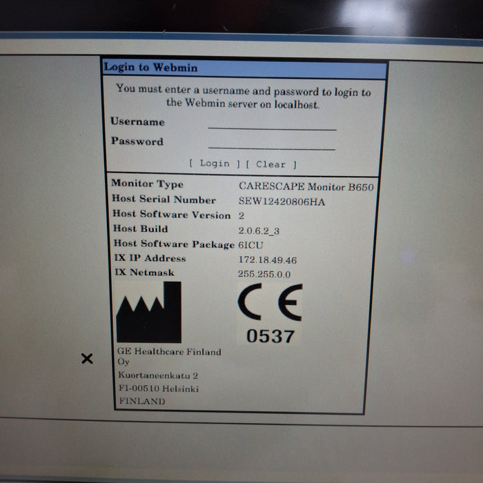 GE Healthcare Carescape B650 Patient Monitor