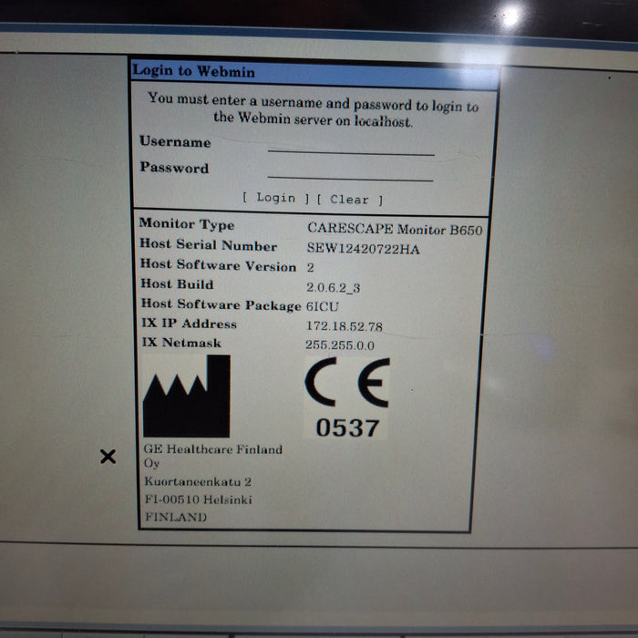 GE Healthcare Carescape B650 Patient Monitor