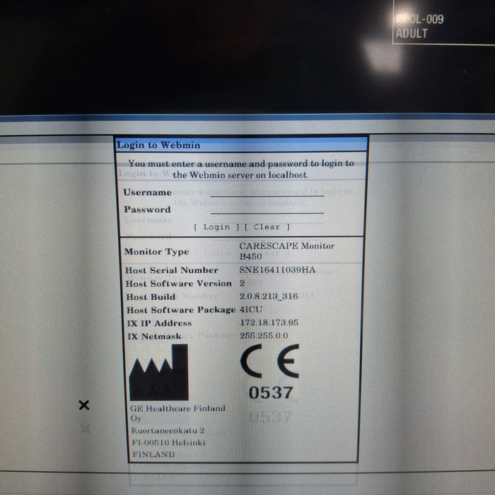 GE Healthcare Carescape B450 Patient Monitor