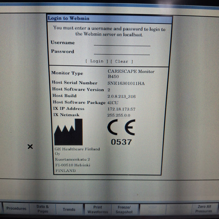 GE Healthcare Carescape B450 Patient Monitor