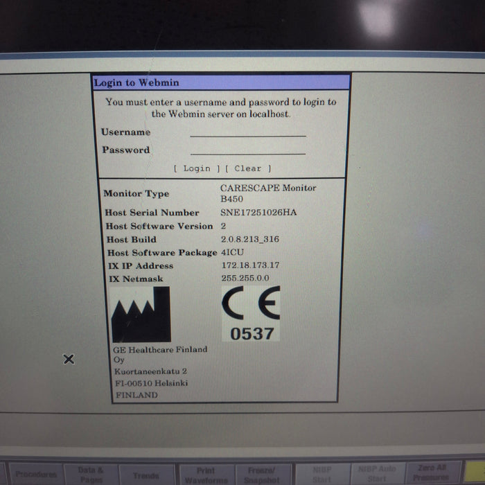 GE Healthcare Carescape B450 Patient Monitor