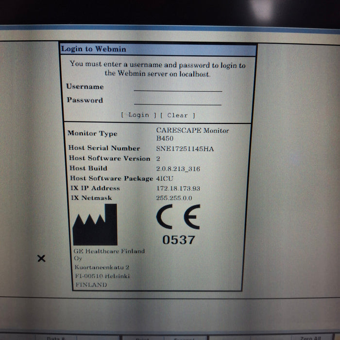 GE Healthcare Carescape B450 Patient Monitor